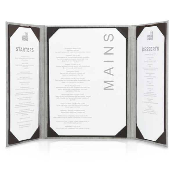 menu cover with gatefold display