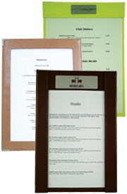 leather menu boards, menu displays, tariff menu board, leather menu.