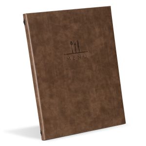Faux Leather Menu A4 Brown - Pack 10 - IT03