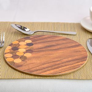 Round Wood/Spots Melamine Placemats (IT789W)