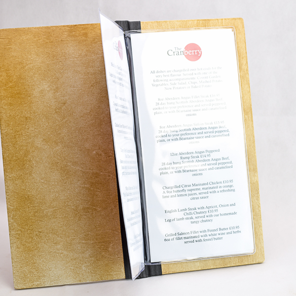 Menus in Light Wood Slim Size pack of 10 (IT752)