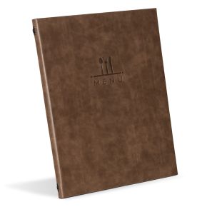 Faux Leather Menu A4 Brown - Pack 10 - SI03